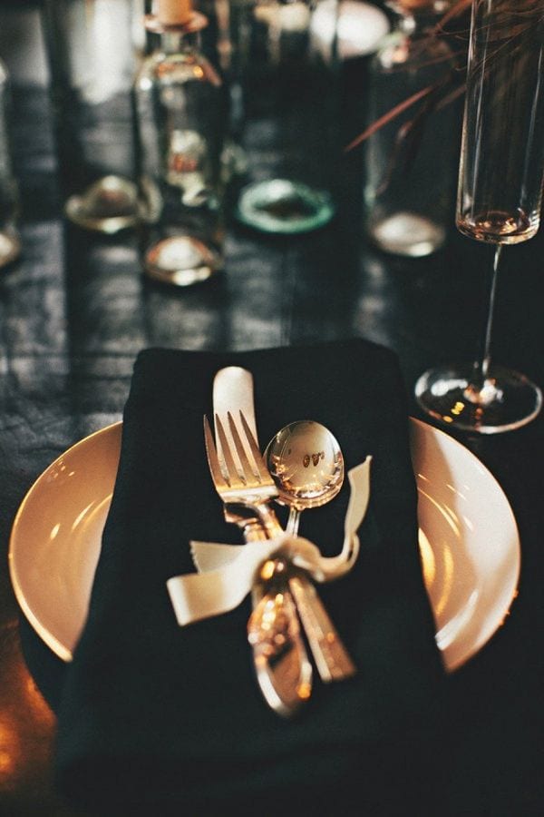 Gold and Black Tablescape