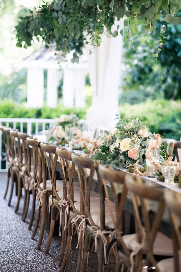 Organic luxe wedding with natural elements in Nashville, TN at outdoor garden wedding venue CJ's Off the Sqaure