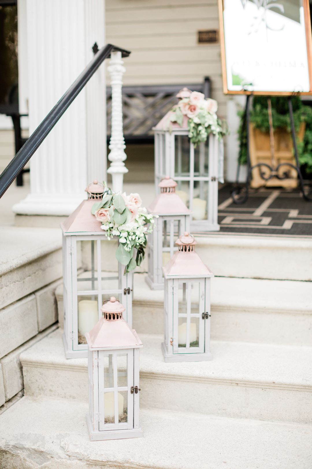 CJ's Off The Square | Classic romantic lanterns outside the front of the wedding venue