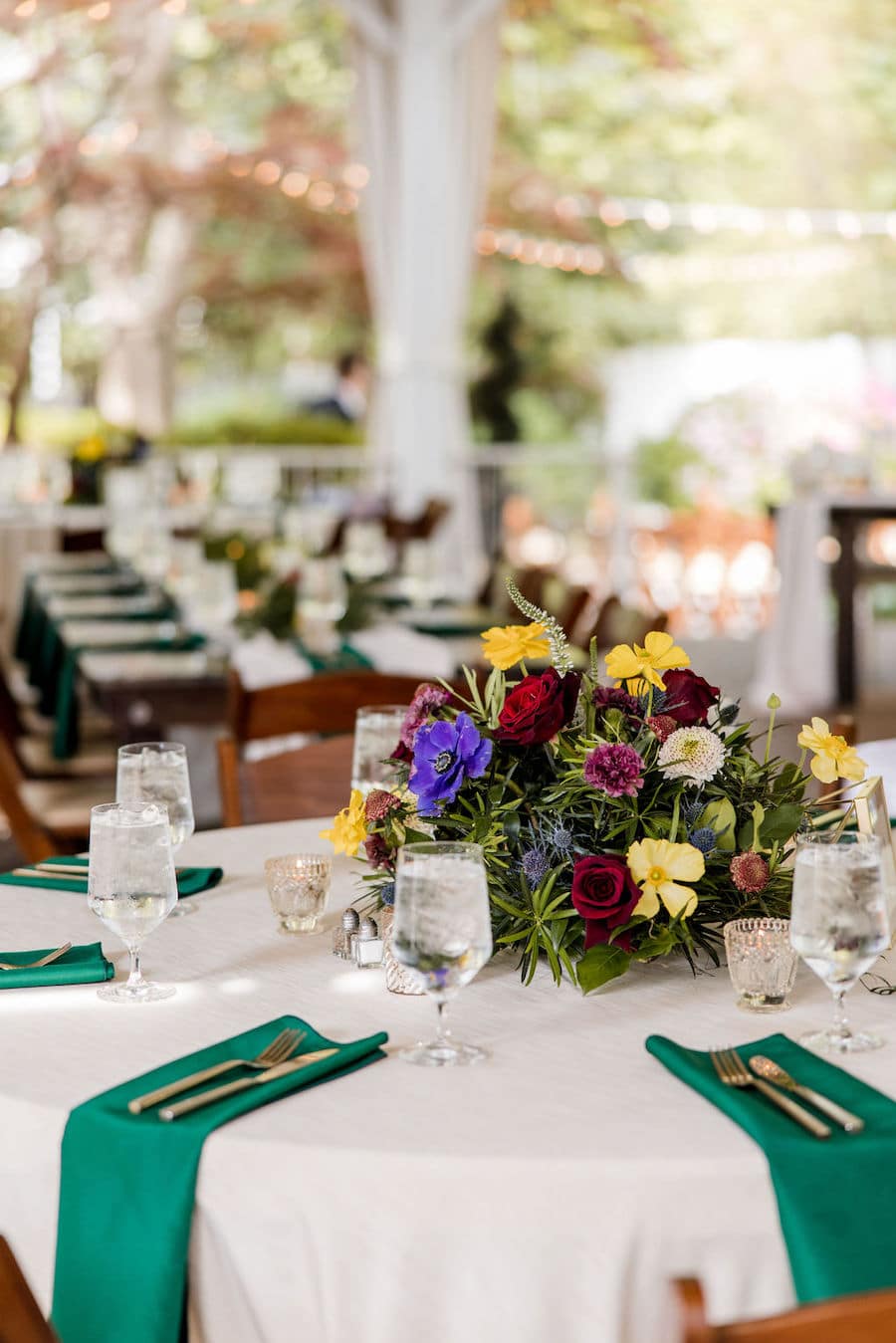 Bright Wedding Colors with Greenery and Candles at Franklin, TN Venue