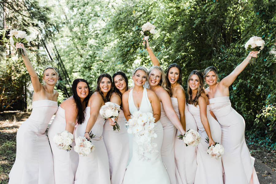 White, Ivory, and Blush Wedding Colors with Beautiful Florals and Candles at Franklin, Tn Venue