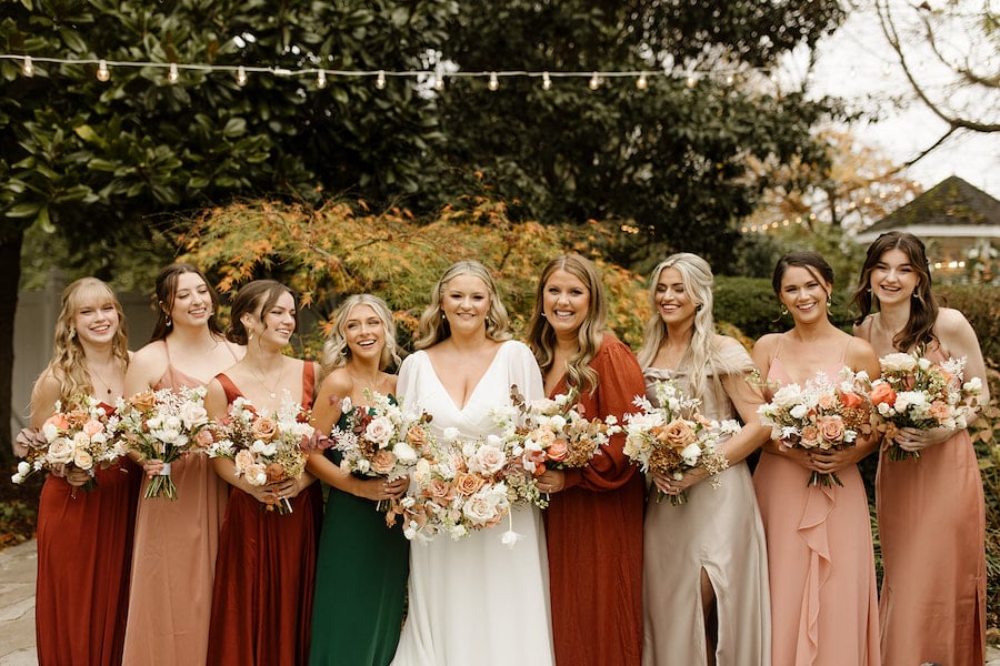 Garden Wedding Inspiration with Earthy Colors of Burnt Umber, Beige, Forest Green, Emerald, Sage, Champagne Blush, Clay Orange