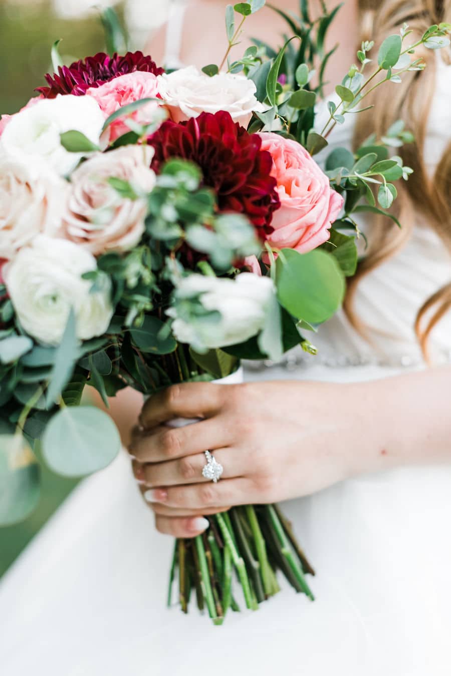 Simple Garden Wedding Inspiration with Colors of Red, Pink, and Blush