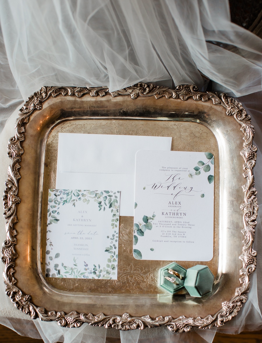 White, Ivory, Taupe Wedding Colors with Greenery and Candles at Franklin, TN Venue