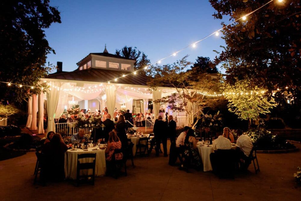 wedding string lights in garden | CJ's Off the Square, Franklin, TN