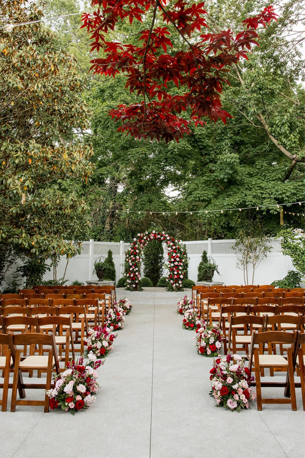 Modern Luxury Valentine garden wedding ceremony | CJ's Off the Square