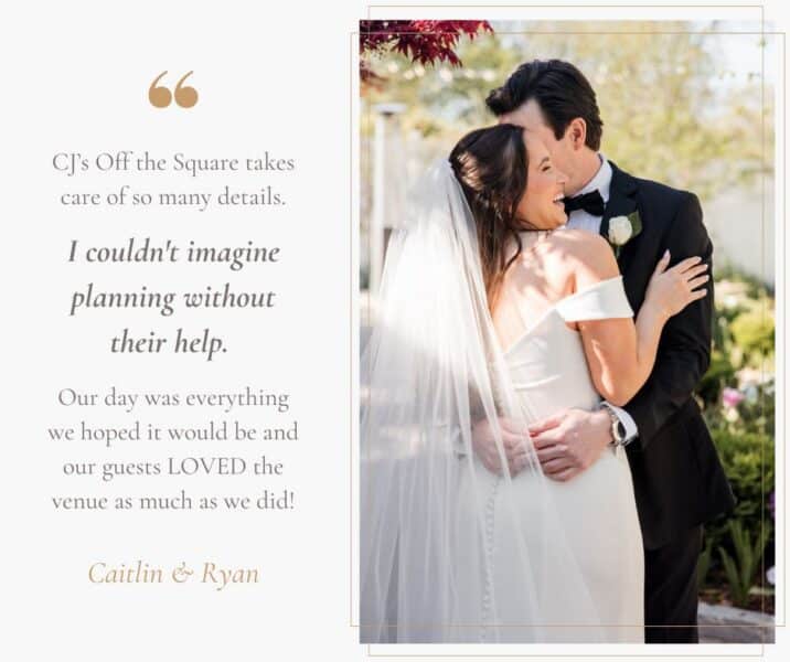 client review testimonial for wedding venue CJ's Off the Square