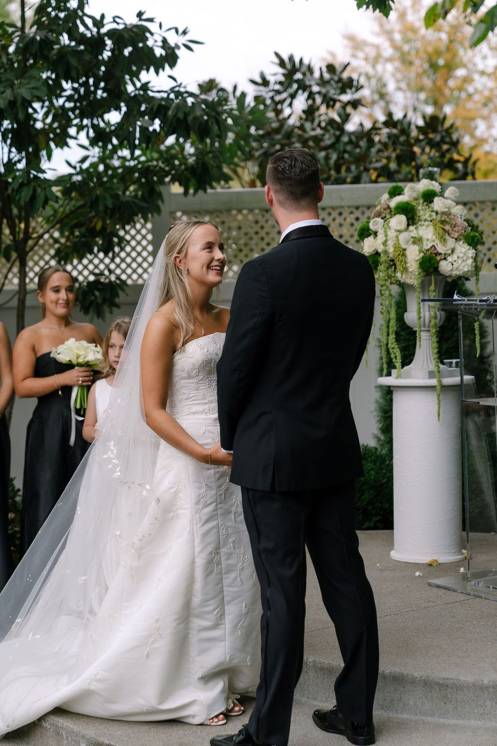 Addison and Caleb at their outdoor wedding ceremony in Franklin
