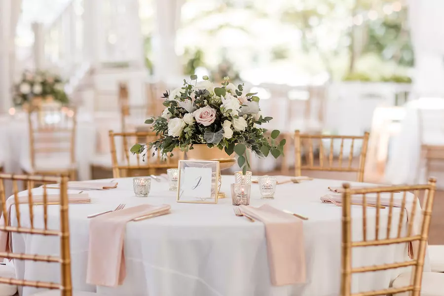 Outdoor Wedding Reception Near Nashville with Neutral Colors and Candles