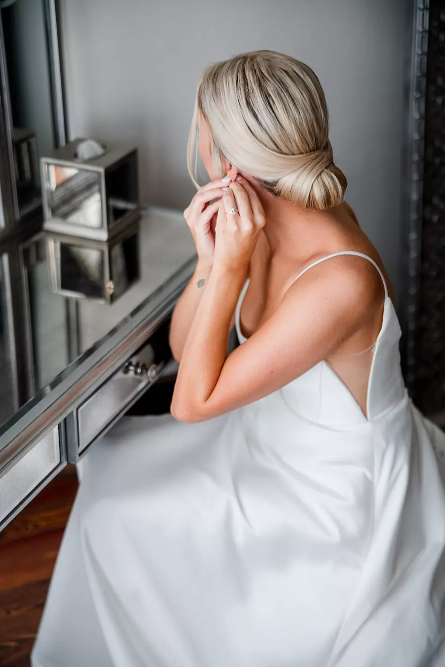 White, Ivory, Taupe Wedding Colors with Greenery and Candles at Franklin, TN Venue
