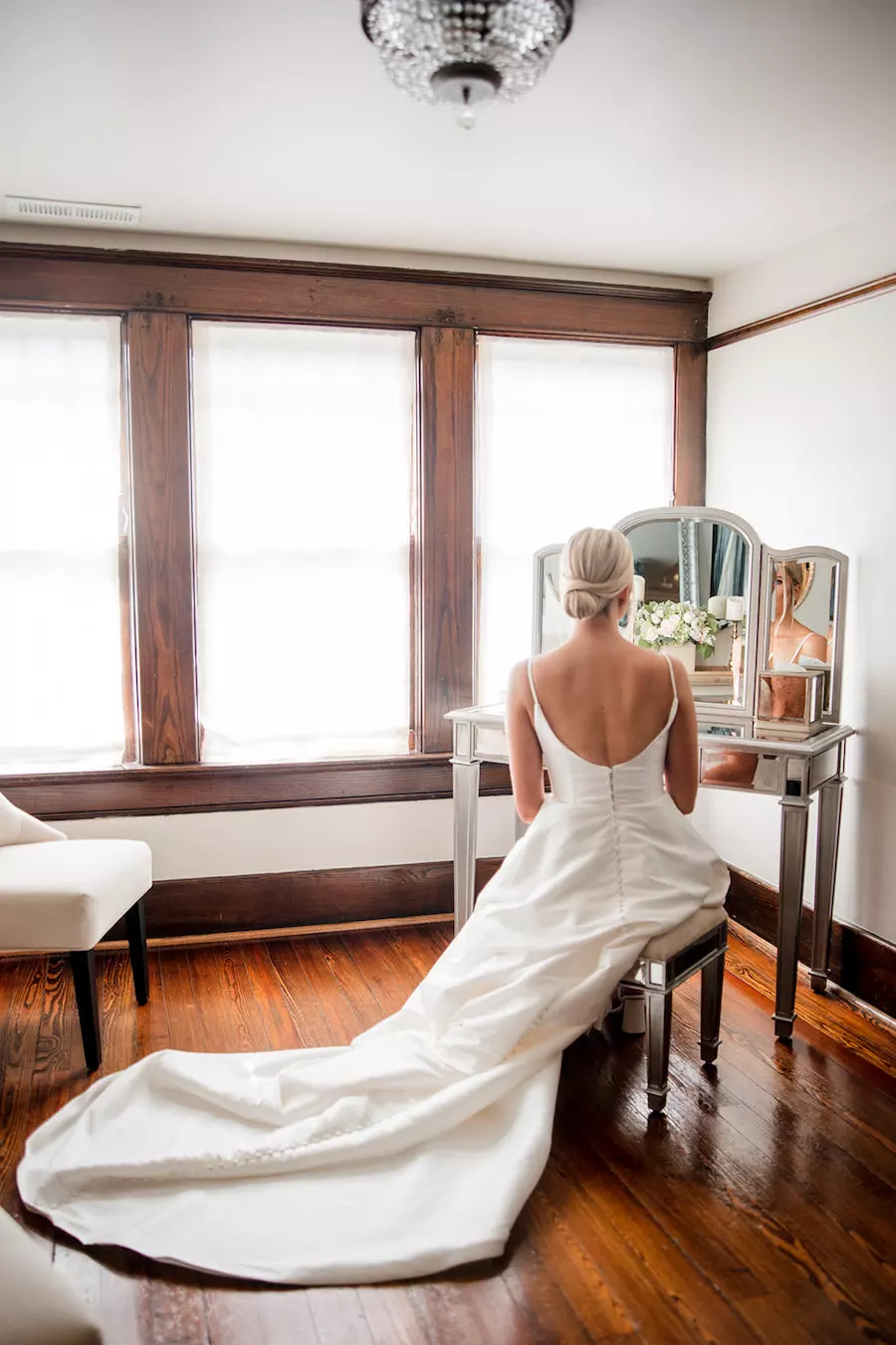 White, Ivory, Taupe Wedding Colors with Greenery and Candles at Franklin, TN Venue