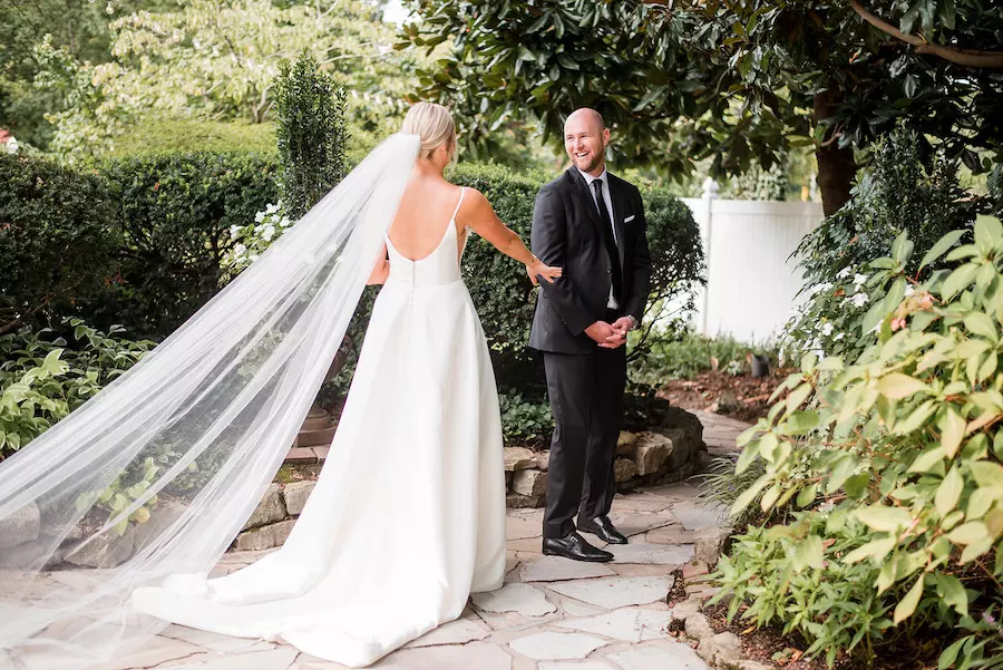 White, Ivory, Taupe Wedding Colors with Greenery and Candles at Franklin, TN Venue