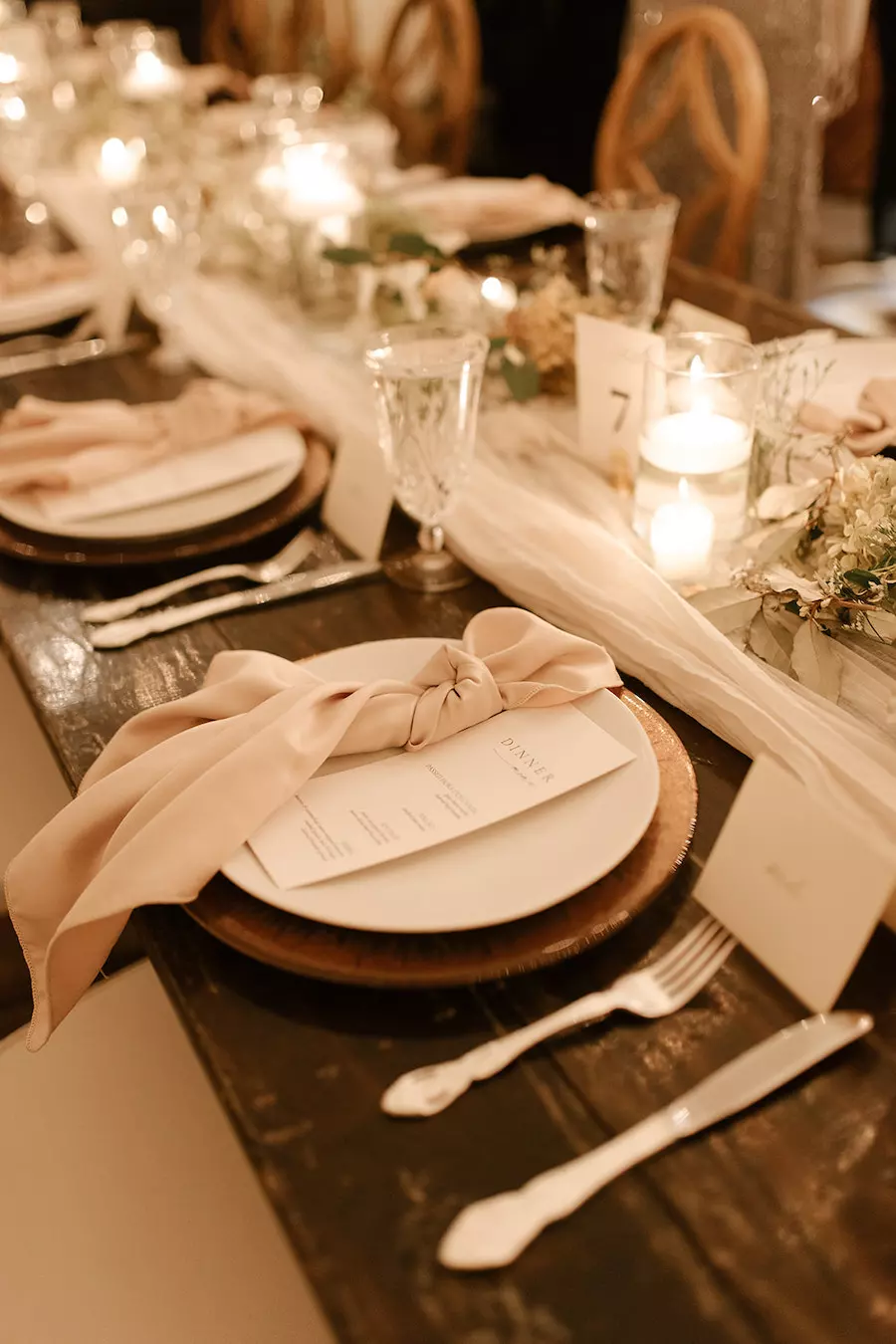 Outdoor Wedding Reception Near Nashville with Earth Tones and Candles