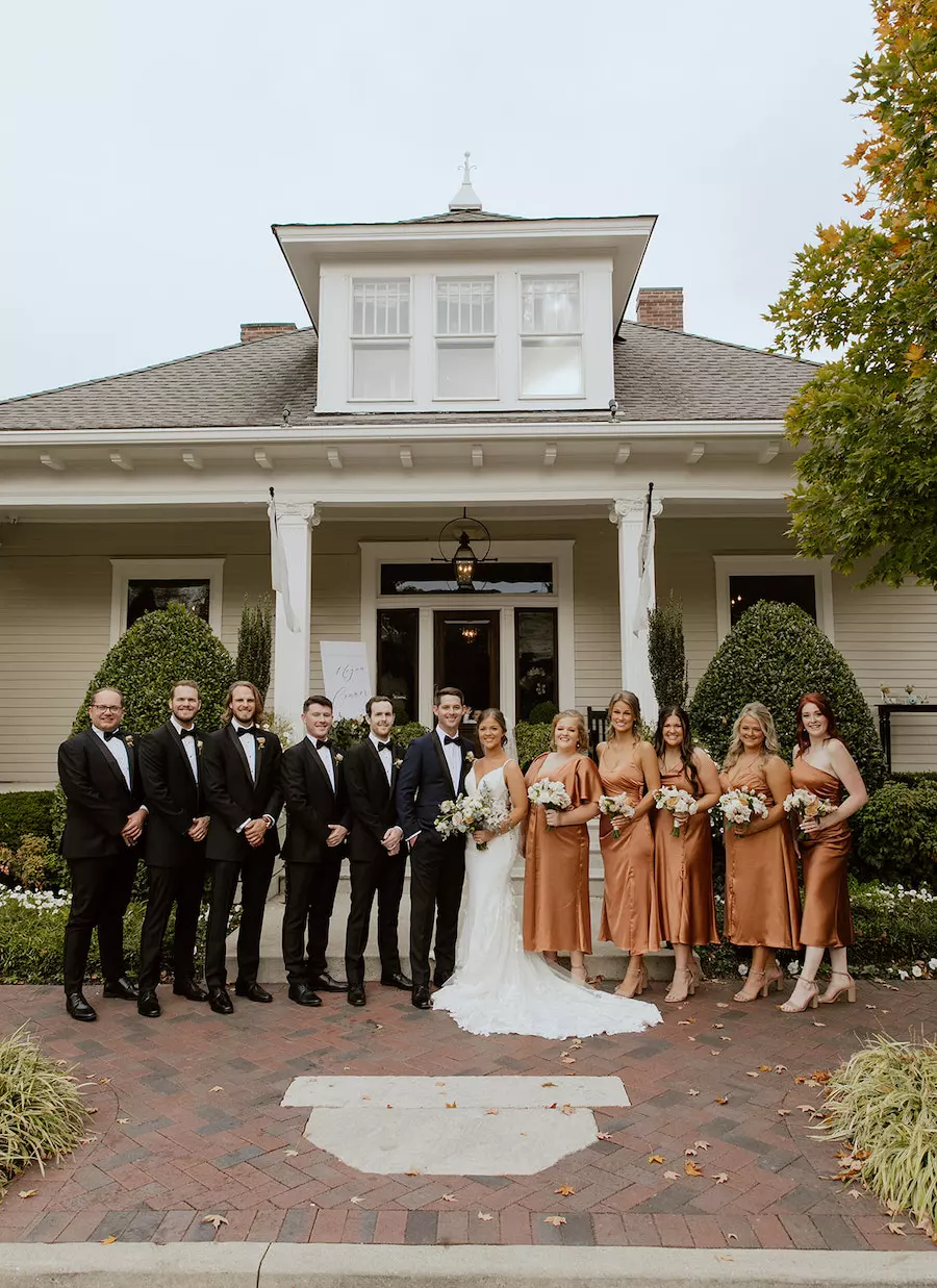 Fall muted tones with pops of Toffee & golden tones.