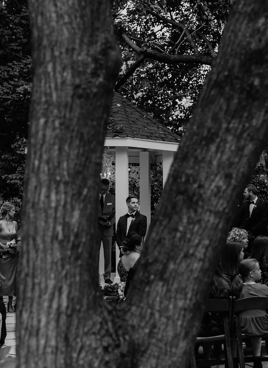 * Outdoor Wedding Reception Near Nashville with Neutral Colors and Candles
