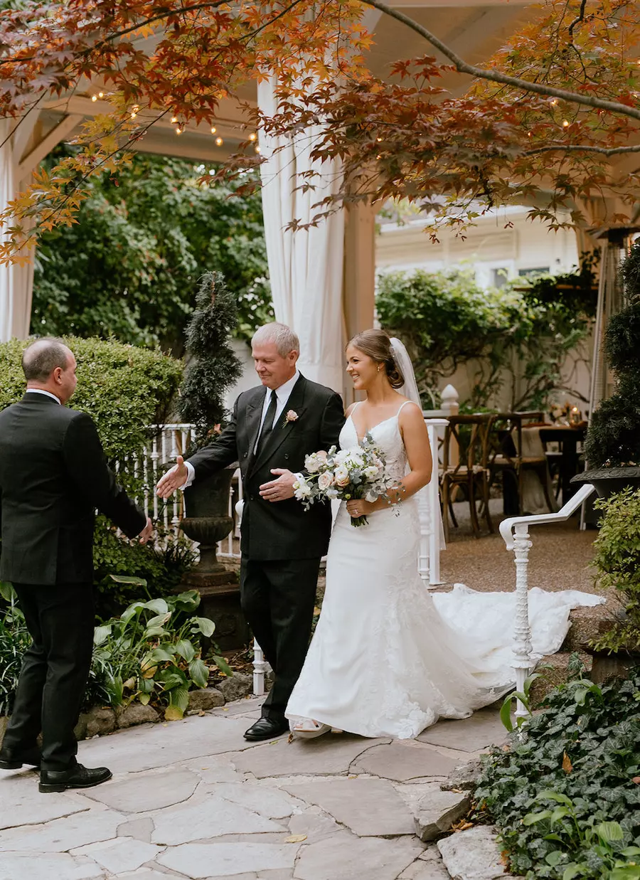 * Outdoor Wedding Reception Near Nashville with Neutral Colors and Candles