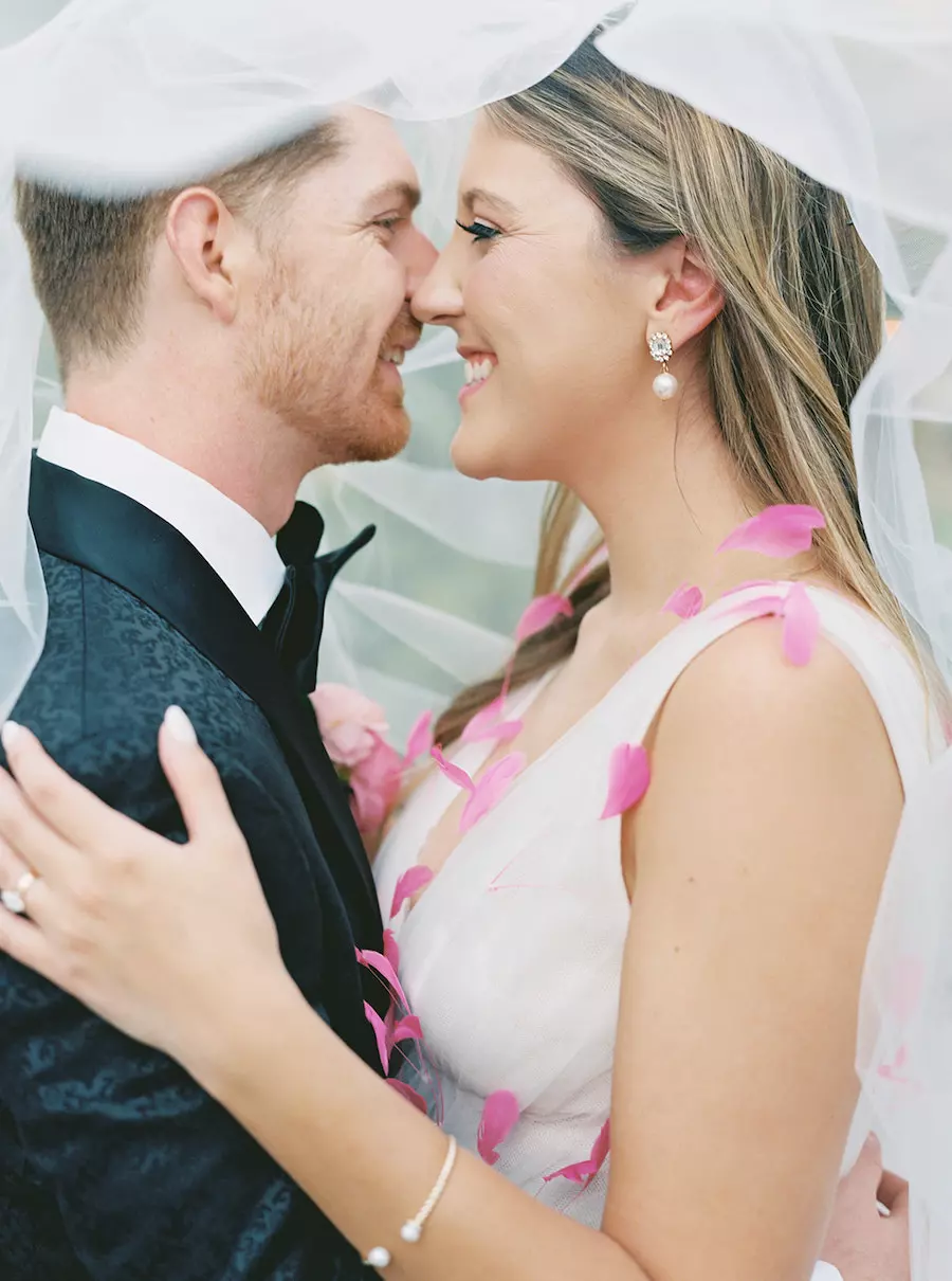 Outdoor Wedding Reception Near Nashville with Bright Pink, Blush, White, & Gold