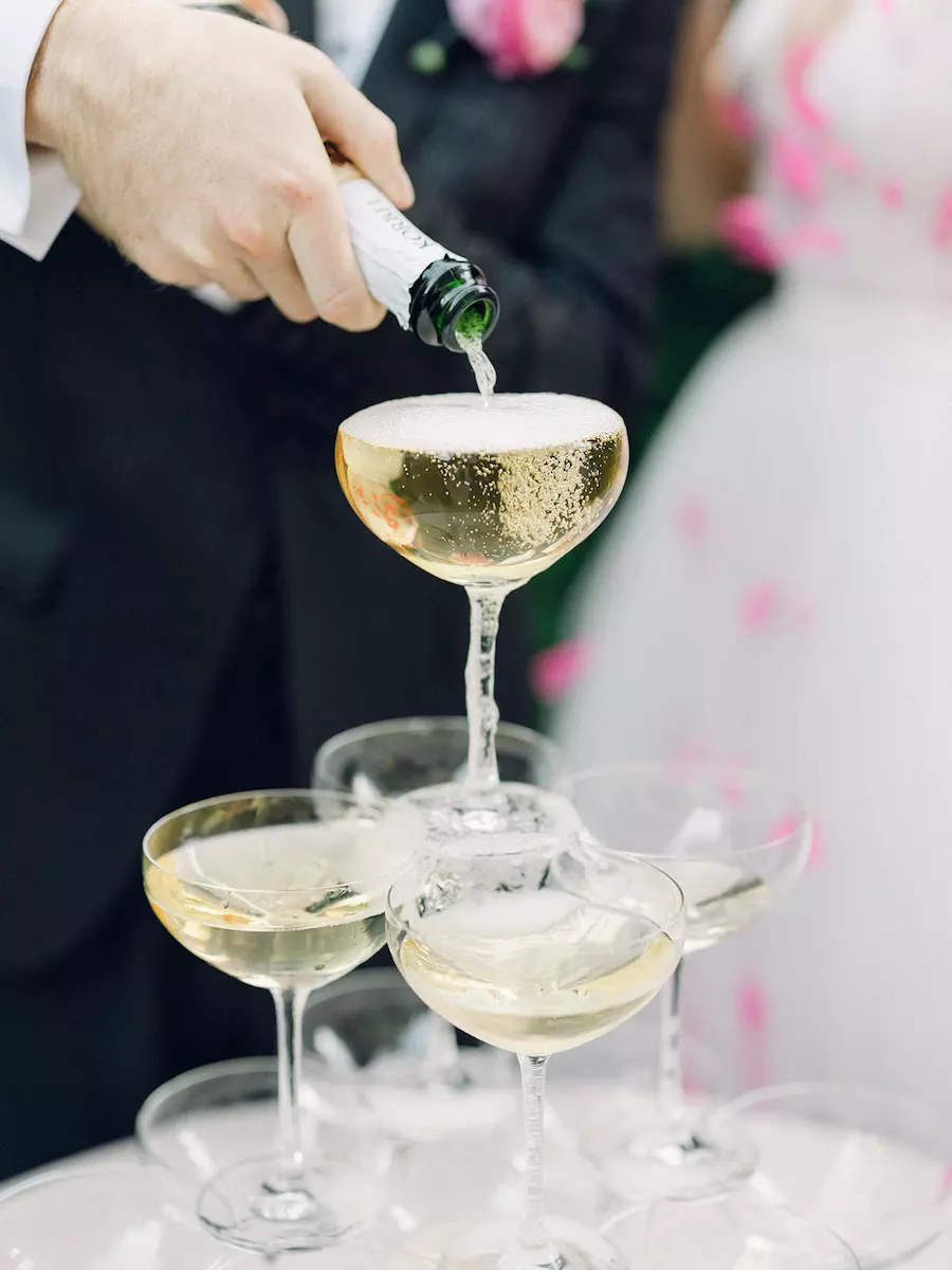 Outdoor Wedding Reception Near Nashville with Bright Pink, Blush, White, & Gold