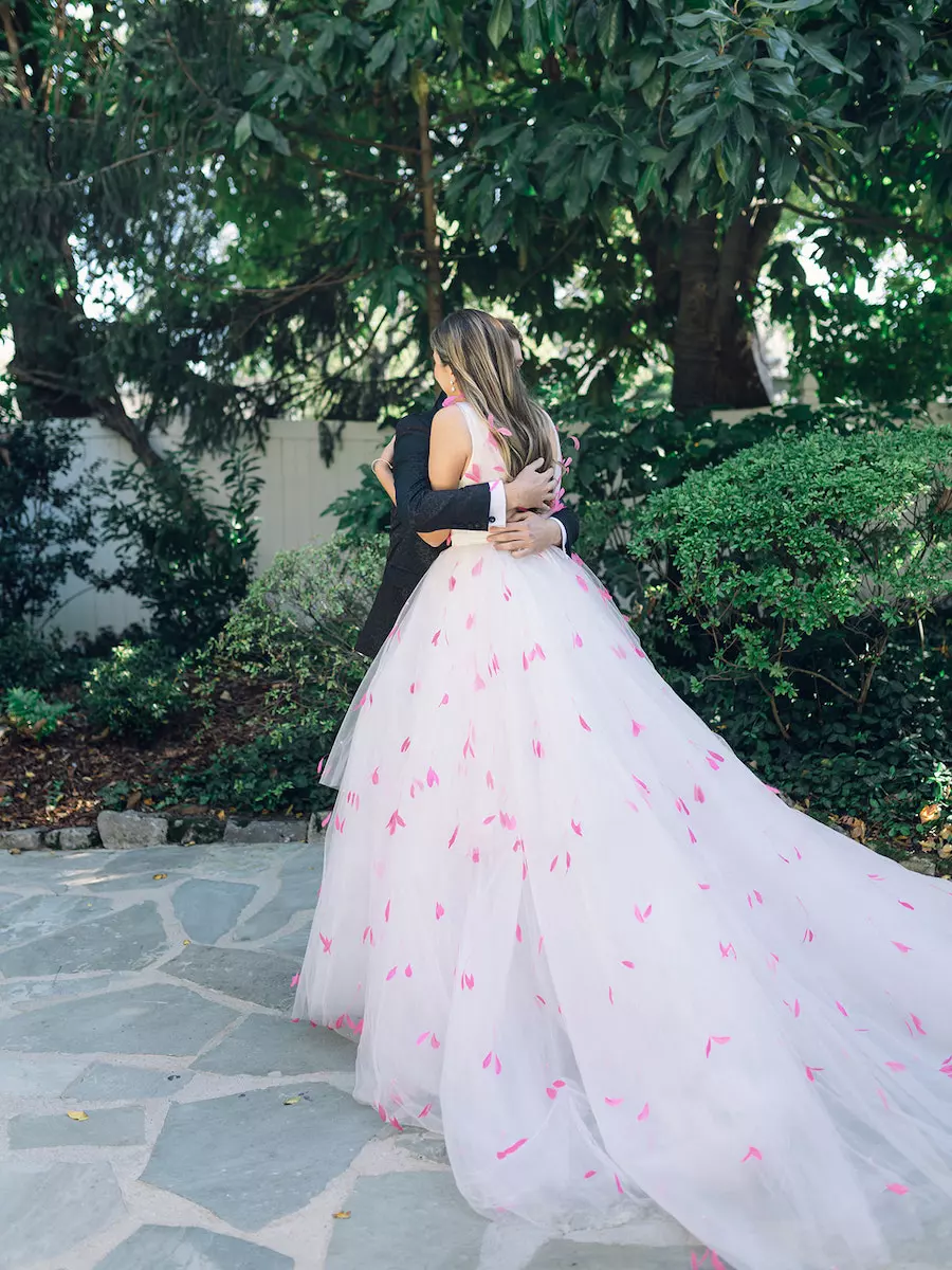 Outdoor Wedding Reception Near Nashville with Bright Pink, Blush, White, & Gold