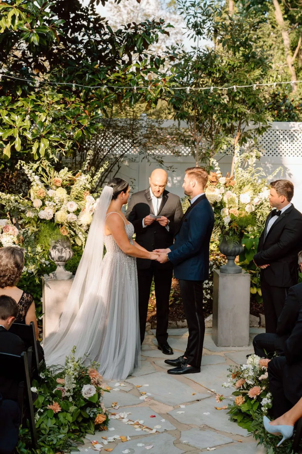 bride and groom get married in garden | CJ's Off the Square wedding venue Franklin, TN