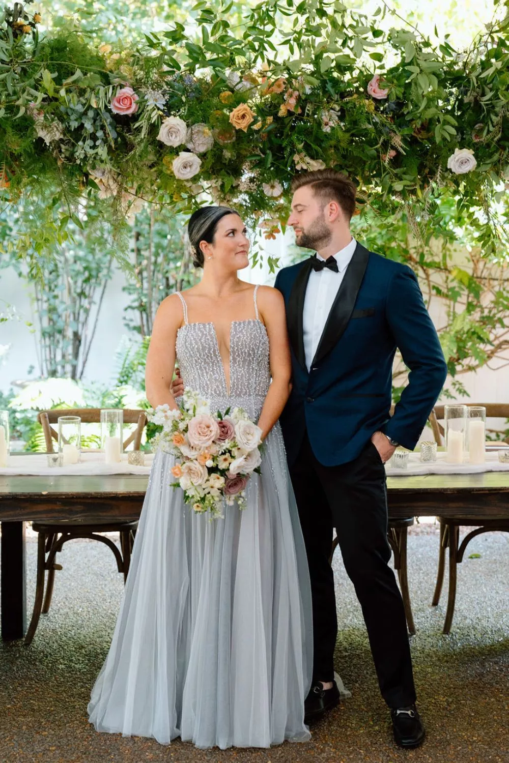 bride and groom get married in garden | CJ's Off the Square wedding venue Franklin, TN