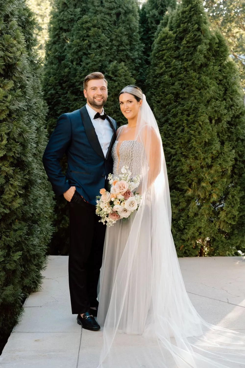bride and groom at summer wedding | CJ's Off the square