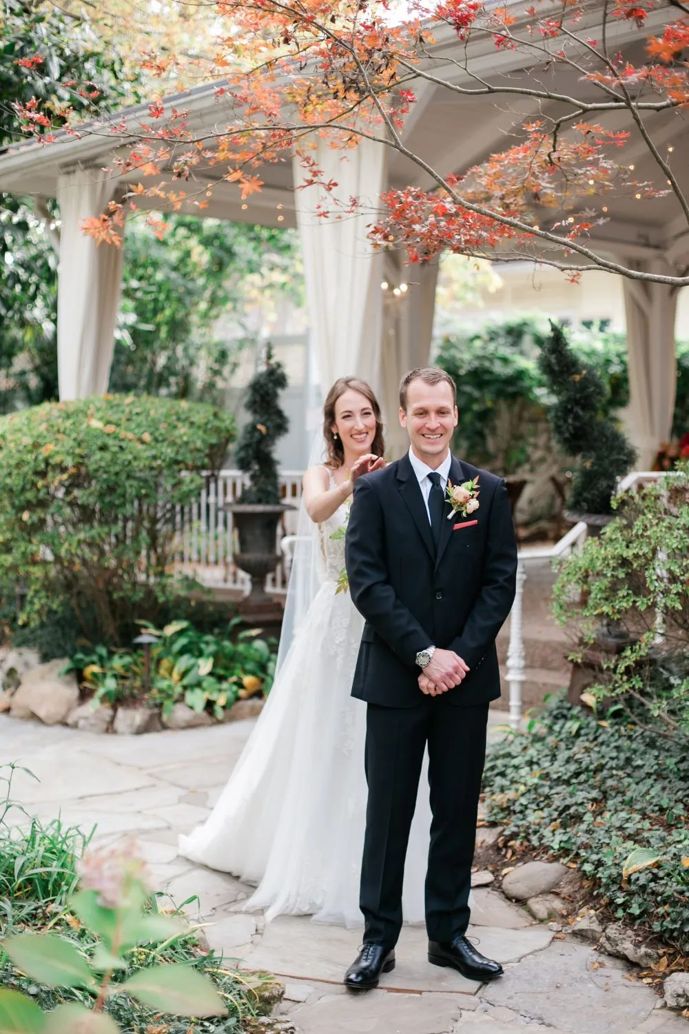 bride and groom first look | CJ's Off the Square, Wedding Venue, Franklin TN