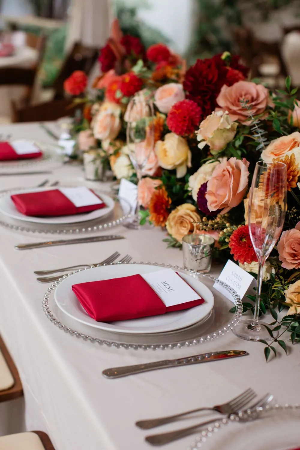 colorful wedding napkin | CJ's Off the Square, Wedding Venue, Franklin TN