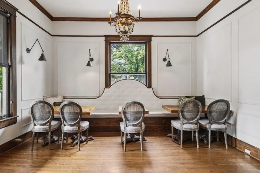North Parlor inside the historic home at CJ’s Off the Square, showcasing architectural details and historic character